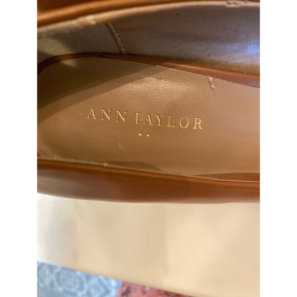 Ann Taylor Pump Heels Size 7.5 Perfect Peep Toe Brown 3 “ Heel Stylish Shoe - Picture 9 of 12